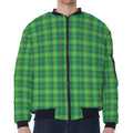 Shamrock Tartan St. Patrick's Day Print Zip Sleeve Bomber Jacket