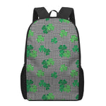 Shamrocks Houndstooth Pattern Print 17 Inch Backpack