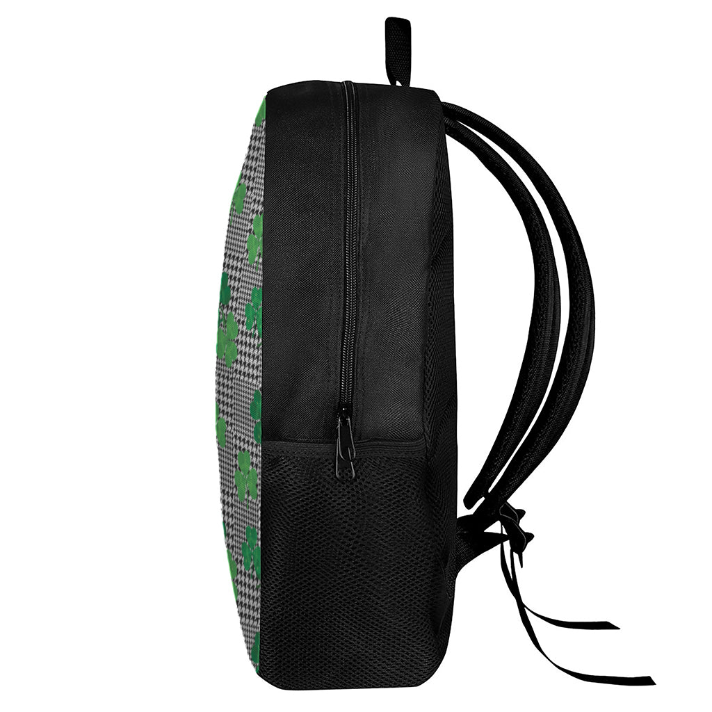 Shamrocks Houndstooth Pattern Print 17 Inch Backpack