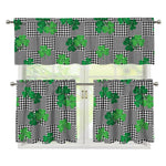 Shamrocks Houndstooth Pattern Print 3 Piece Kitchen Curtains