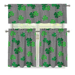 Shamrocks Houndstooth Pattern Print 3 Piece Kitchen Curtains