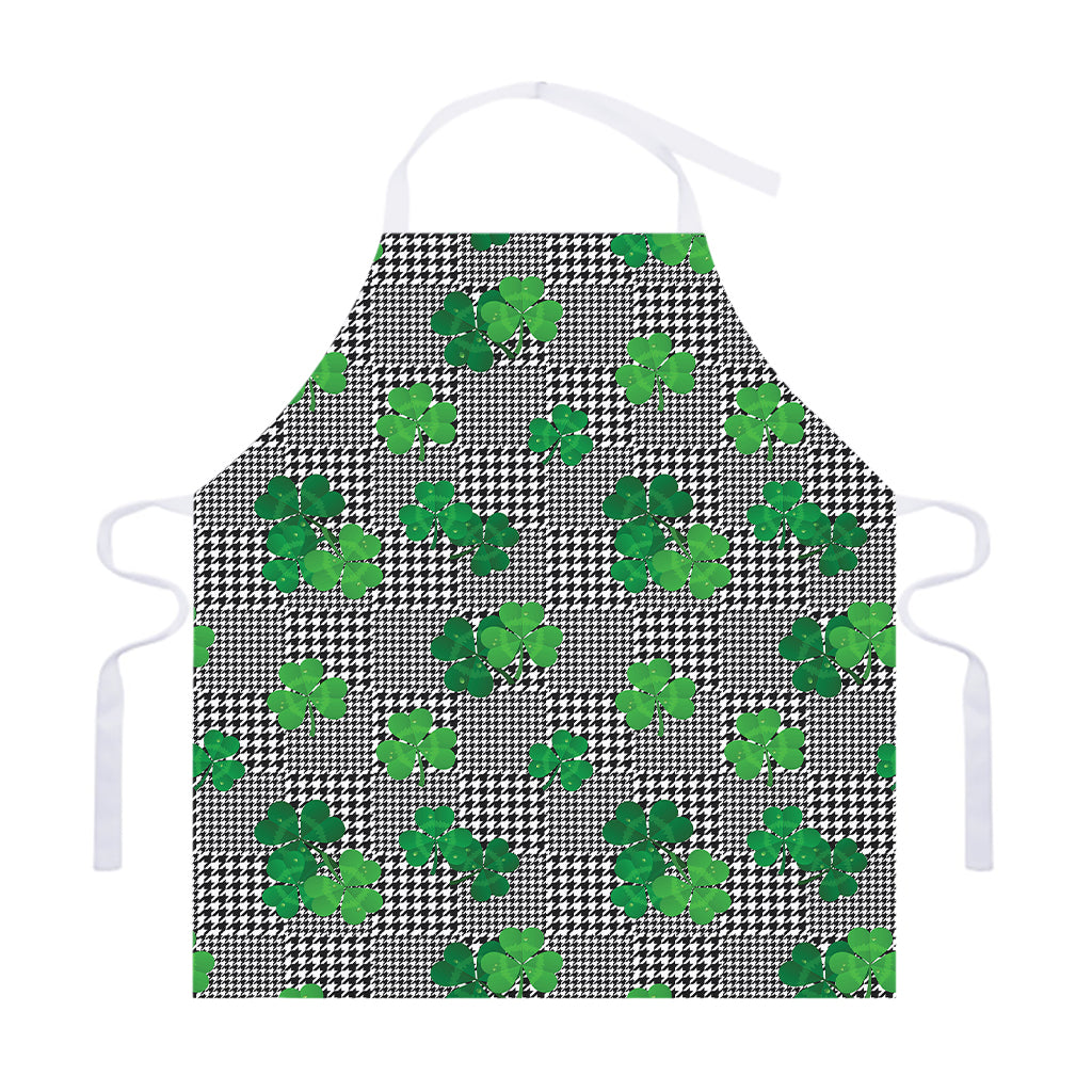 Shamrocks Houndstooth Pattern Print Adjustable Apron