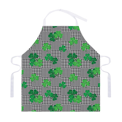 Shamrocks Houndstooth Pattern Print Adjustable Apron