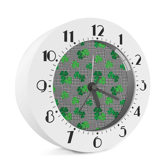 Shamrocks Houndstooth Pattern Print Alarm Clock