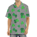 Shamrocks Houndstooth Pattern Print Aloha Shirt