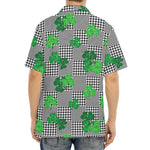 Shamrocks Houndstooth Pattern Print Aloha Shirt