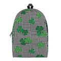 Shamrocks Houndstooth Pattern Print School Backpack