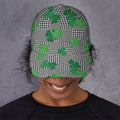 Shamrocks Houndstooth Pattern Print Baseball Cap