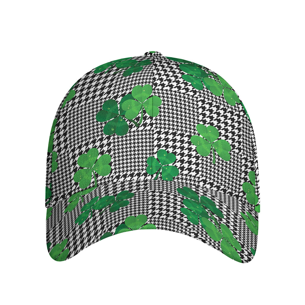 Shamrocks Houndstooth Pattern Print Baseball Cap