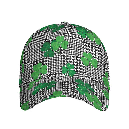 Shamrocks Houndstooth Pattern Print Baseball Cap