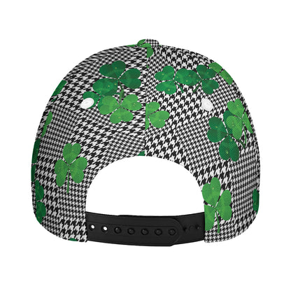 Shamrocks Houndstooth Pattern Print Baseball Cap