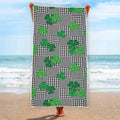 Shamrocks Houndstooth Pattern Print Beach Towel