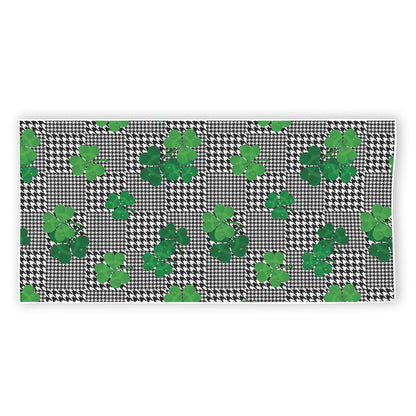 Shamrocks Houndstooth Pattern Print Beach Towel