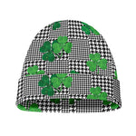 Shamrocks Houndstooth Pattern Print Beanie