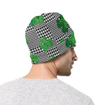 Shamrocks Houndstooth Pattern Print Beanie