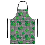 Shamrocks Houndstooth Pattern Print Bib Apron With Pocket