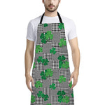 Shamrocks Houndstooth Pattern Print Bib Apron With Pocket