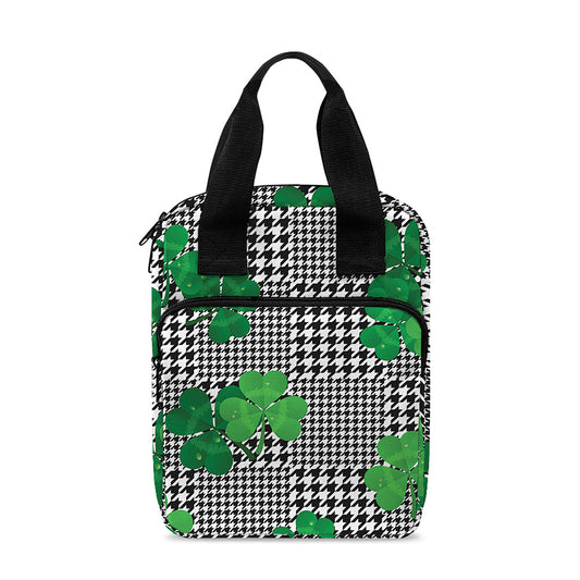 Shamrocks Houndstooth Pattern Print Bible Tote Bag