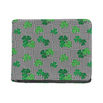 Shamrocks Houndstooth Pattern Print Bifold Wallet