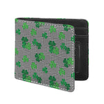 Shamrocks Houndstooth Pattern Print Bifold Wallet