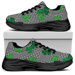 Shamrocks Houndstooth Pattern Print Black Chunky Shoes