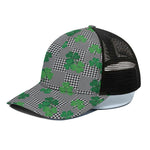 Shamrocks Houndstooth Pattern Print Black Mesh Trucker Cap