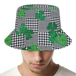 Shamrocks Houndstooth Pattern Print Bucket Hat