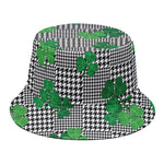 Shamrocks Houndstooth Pattern Print Bucket Hat