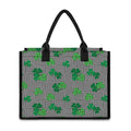 Shamrocks Houndstooth Pattern Print Canvas Tote Bag