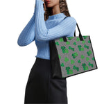 Shamrocks Houndstooth Pattern Print Canvas Tote Bag