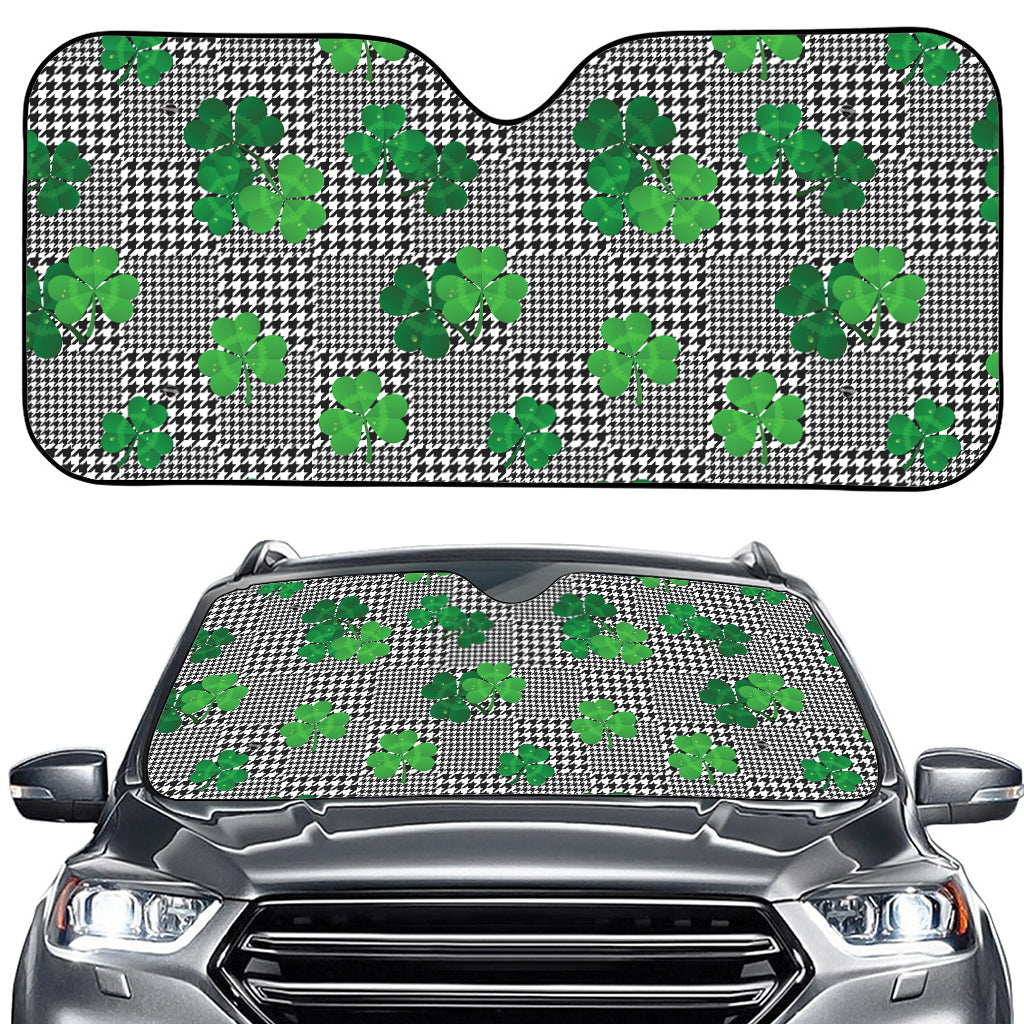 Shamrocks Houndstooth Pattern Print Car Windshield Sun Shade