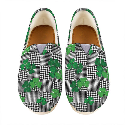 Shamrocks Houndstooth Pattern Print Casual Shoes