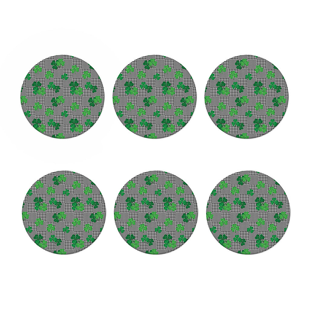 Shamrocks Houndstooth Pattern Print Coaster Set