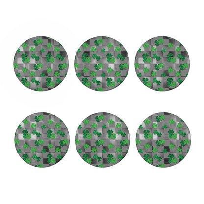Shamrocks Houndstooth Pattern Print Coaster Set