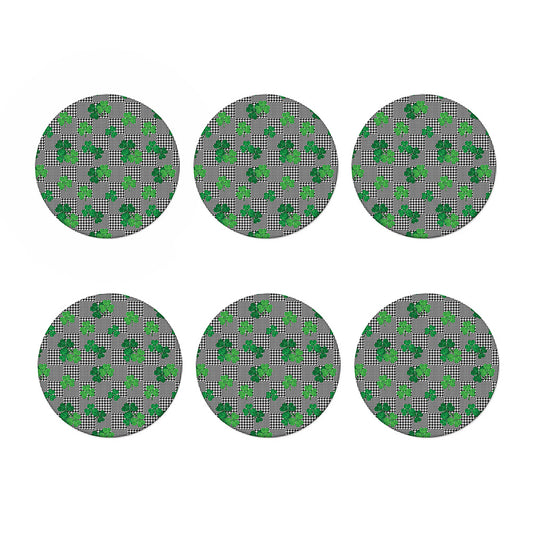 Shamrocks Houndstooth Pattern Print Coaster Set