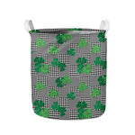 Shamrocks Houndstooth Pattern Print Collapsible Laundry Basket