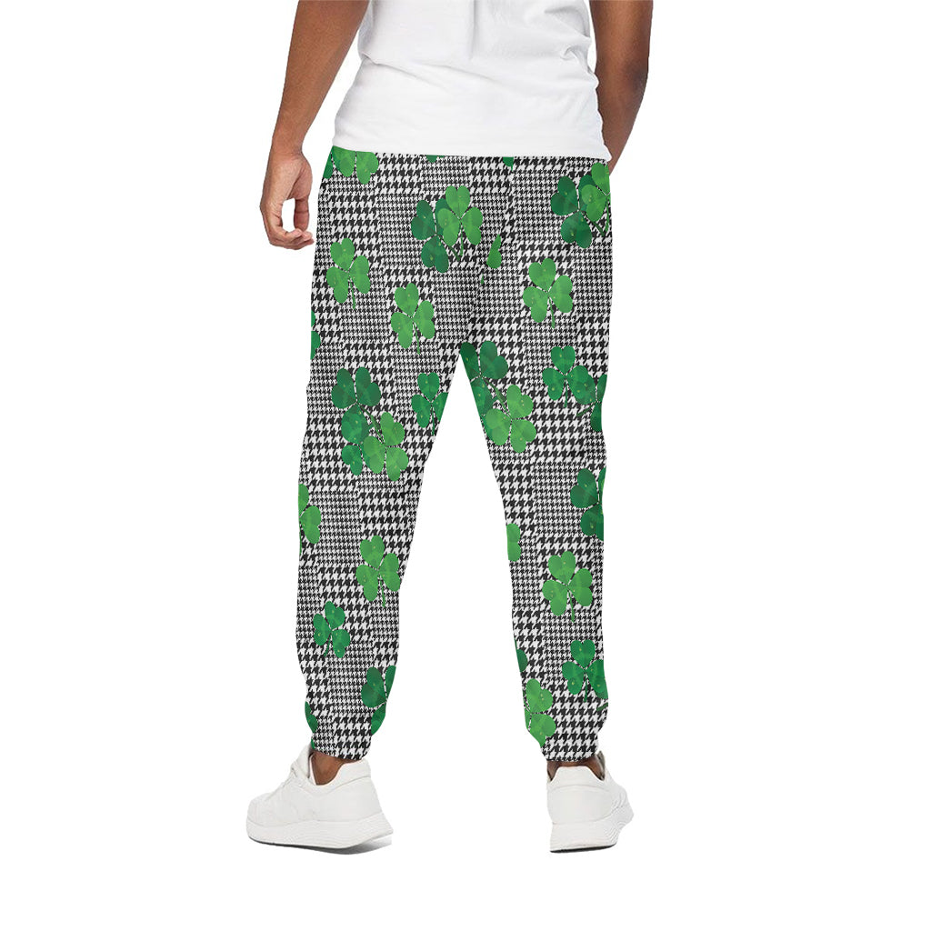 Shamrocks Houndstooth Pattern Print Cotton Pants