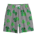 Shamrocks Houndstooth Pattern Print Cotton Shorts