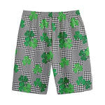 Shamrocks Houndstooth Pattern Print Cotton Shorts