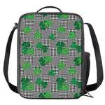 Shamrocks Houndstooth Pattern Print Crossbody Lunch Bag