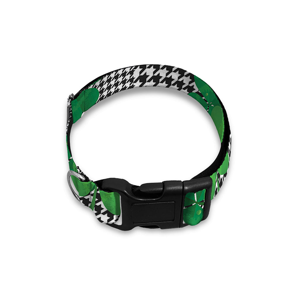 Shamrocks Houndstooth Pattern Print Dog Collar