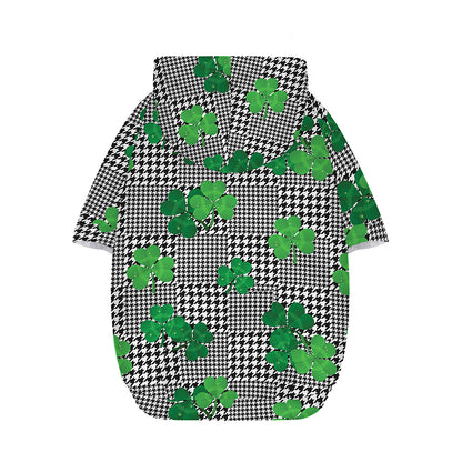 Shamrocks Houndstooth Pattern Print Dog Zip Up Hoodie