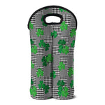 Shamrocks Houndstooth Pattern Print Double Neoprene Wine Tote