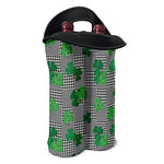 Shamrocks Houndstooth Pattern Print Double Neoprene Wine Tote