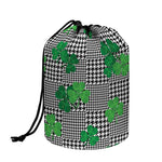 Shamrocks Houndstooth Pattern Print Drawstring Makeup Bag