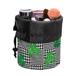 Shamrocks Houndstooth Pattern Print Drawstring Makeup Bag