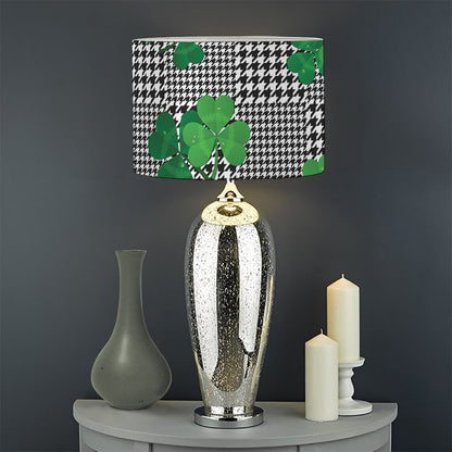 Shamrocks Houndstooth Pattern Print Drum Lamp Shade