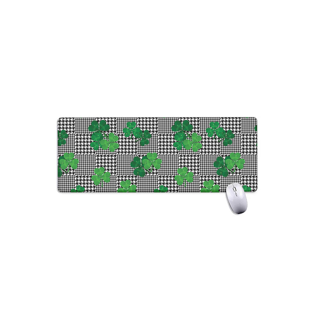 Shamrocks Houndstooth Pattern Print Extended Mouse Pad