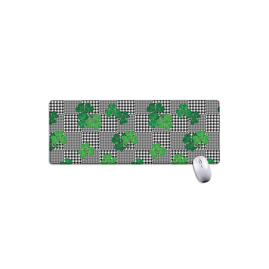 Shamrocks Houndstooth Pattern Print Extended Mouse Pad