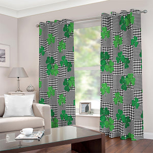 Shamrocks Houndstooth Pattern Print Extra Wide Grommet Curtains